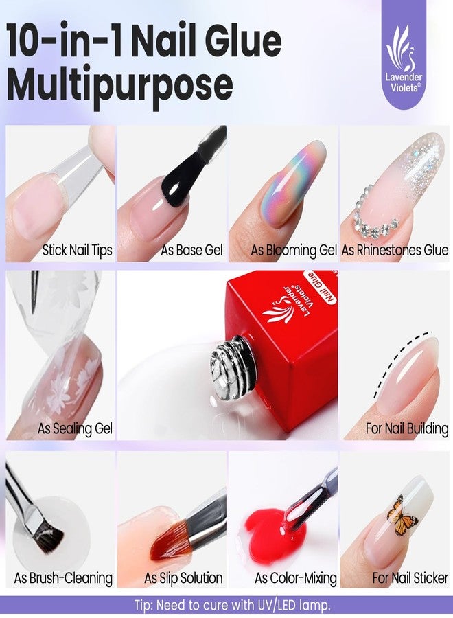 Lavender Violets 15ml 5 in 1 Nail Glue Gel for Nail Tips and Clear Acrylic Nails Long Lasting, Curing Needed UV Extension Glue for False Nail Tips and Press on Nails, Christmas Nail Art A111 - Image 2